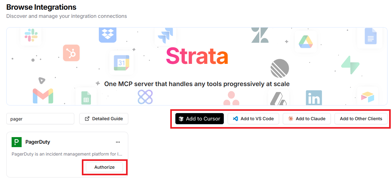 Klavis AI Web UI PagerDuty Setup