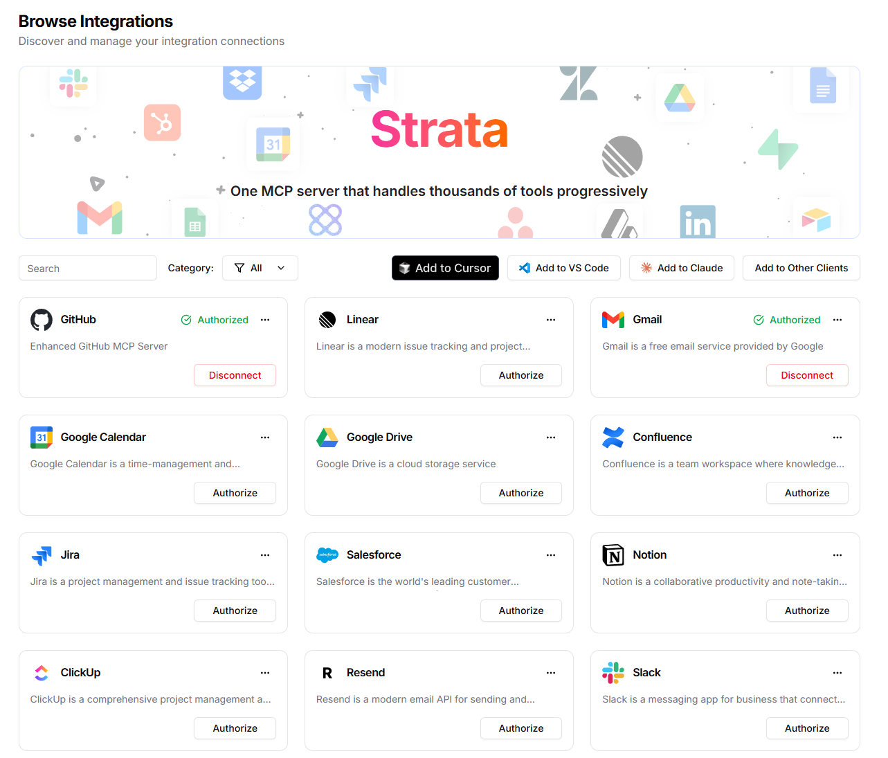 Klavis AI Strata MCP UI