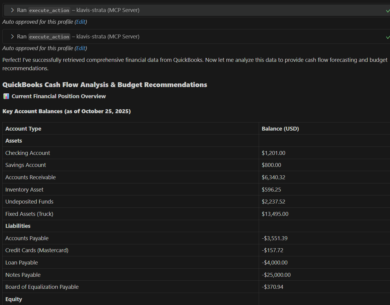 QuickBooks Cash Flow Analysis