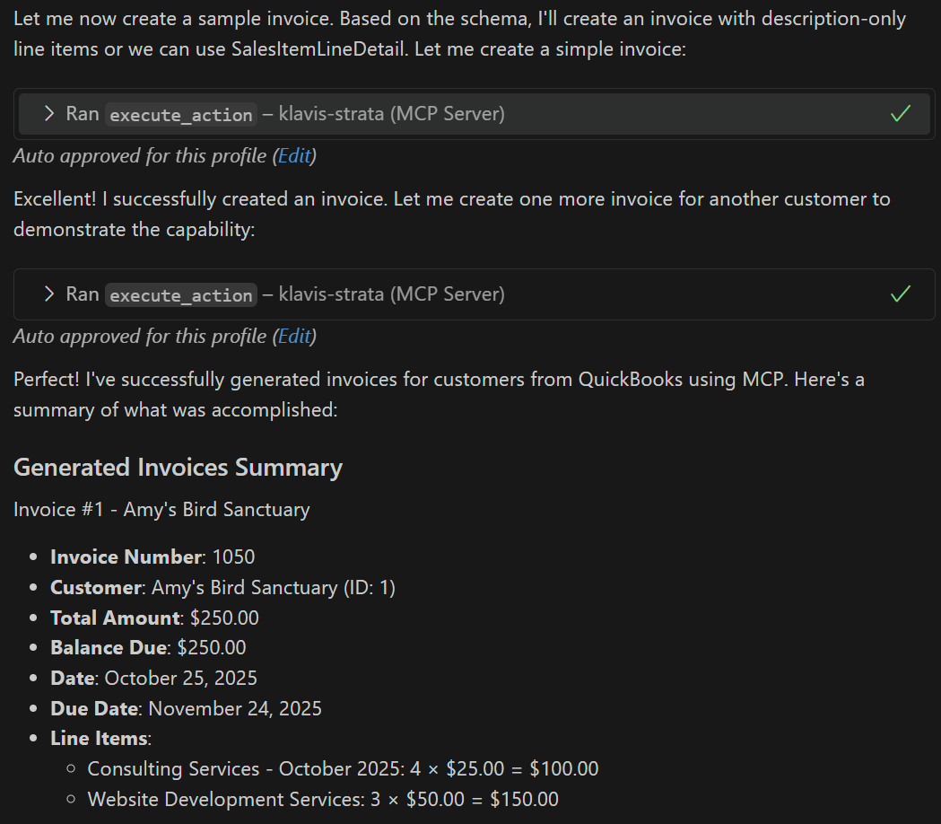 QuickBooks Invoice LLM Example